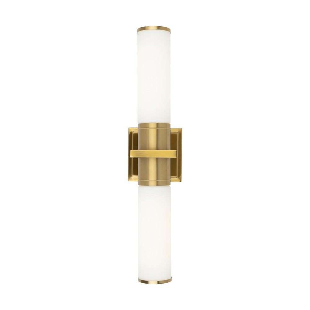 Positano Collection 2-Light Bathroom Vanity Light Brushed Brass and White Glass
