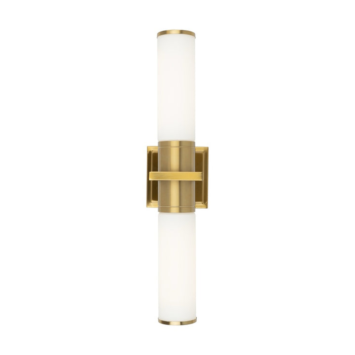 Positano Collection 2-Light Bathroom Vanity Light Brushed Brass and White Glass