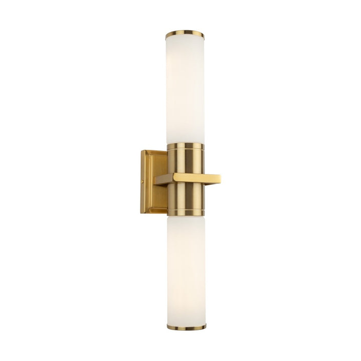 Positano Collection 2-Light Bathroom Vanity Light Brushed Brass and White Glass