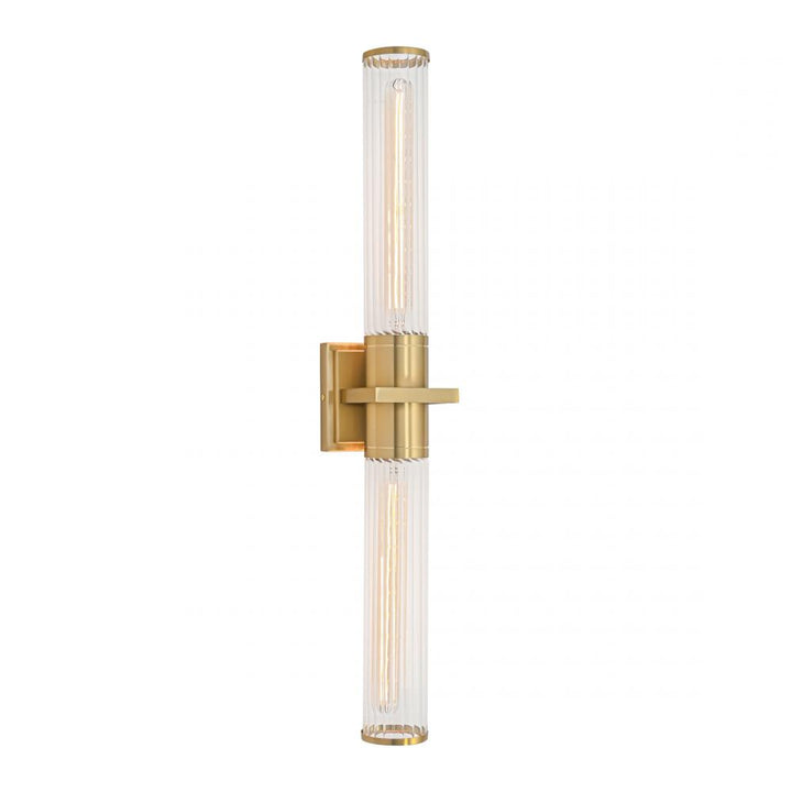 Positano-2-Light Bathroom Vanity Light-Clear Glass/Satin Brass