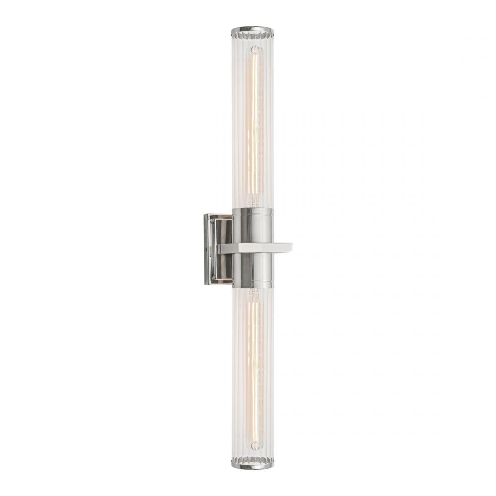 Positano-2-Light Bathroom Vanity Light-Clear Glass/Polished Nickel