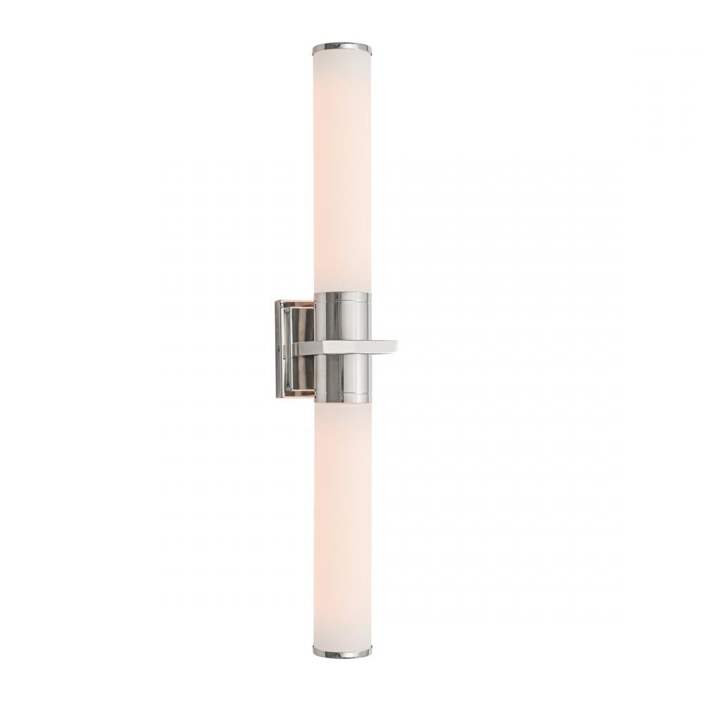 Positano-2-Light Bathroom Vanity Light-White Glass/Polished Nickel