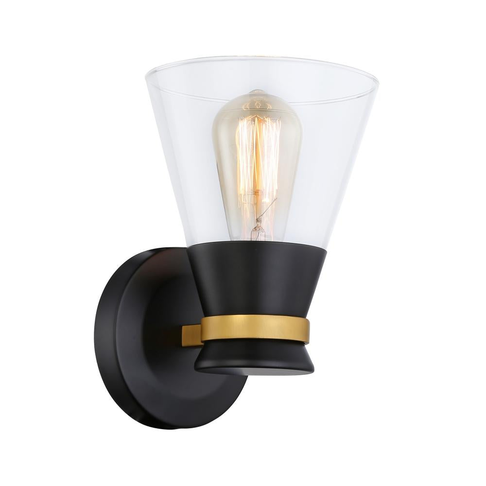 Kanata Collection 1-Light Sconce, Black & Brushed Brass