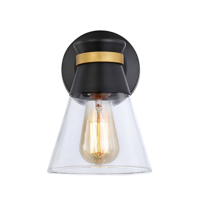 Kanata Collection 1-Light Sconce, Black & Brushed Brass