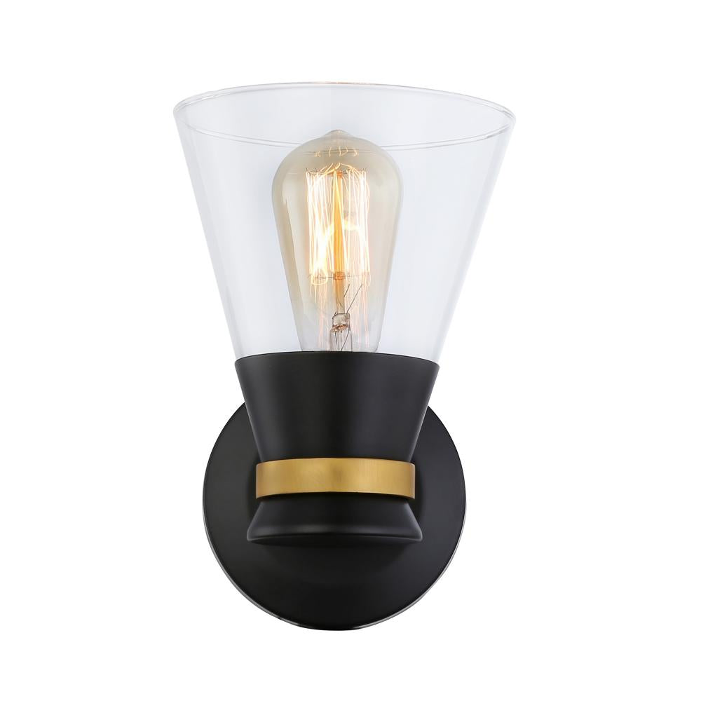 Kanata Collection 1-Light Sconce, Black & Brushed Brass