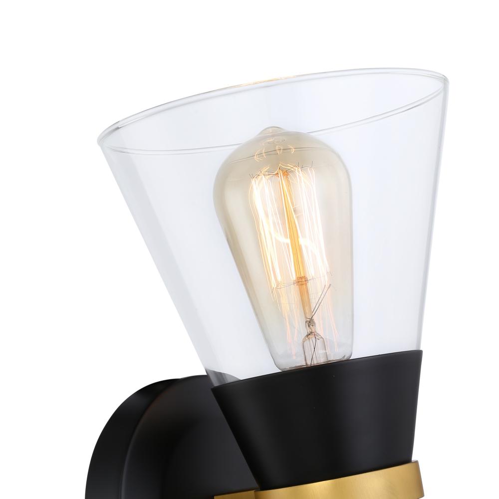 Kanata Collection 1-Light Sconce, Black & Brushed Brass