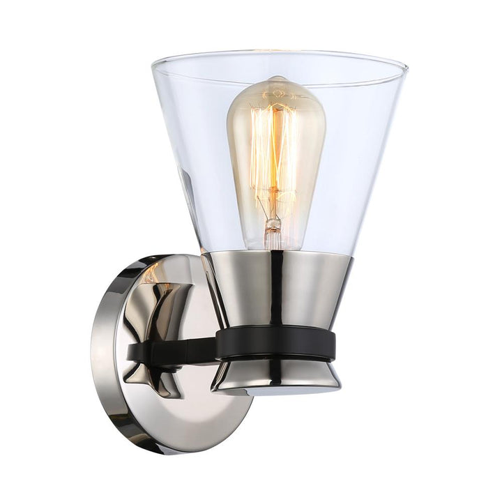 Kanata Collection 1-Light Sconce, Black & Brushed Nickel