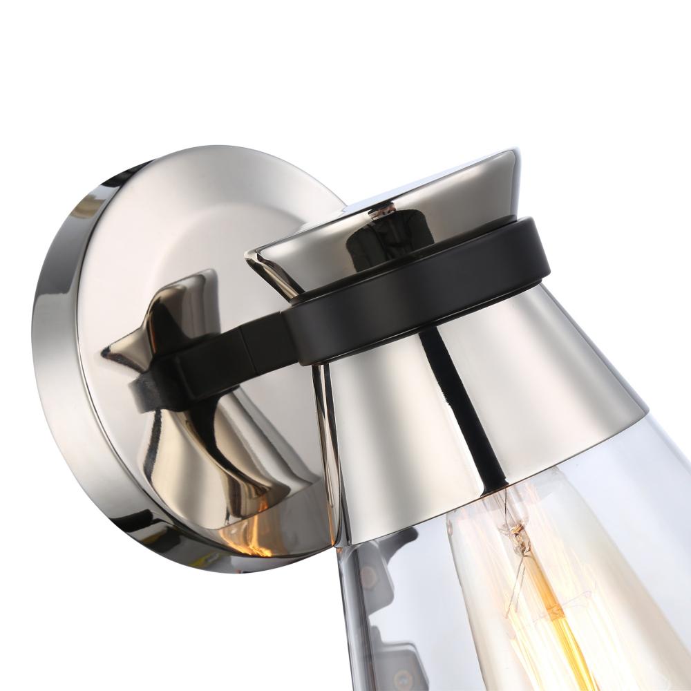 Kanata Collection 1-Light Sconce, Black & Brushed Nickel