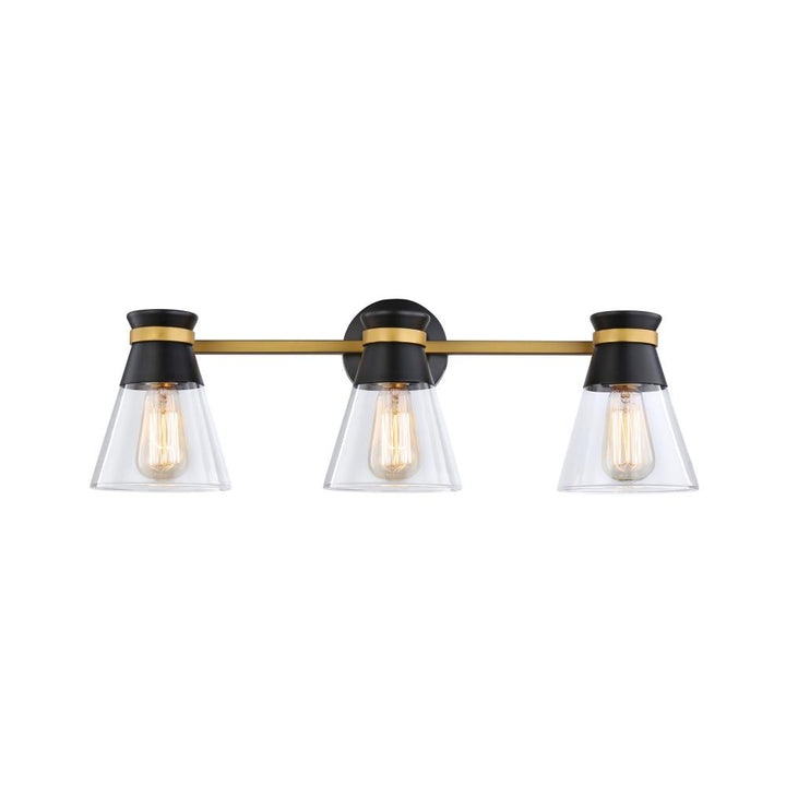 Kanata Collection 3-Light Vanity Light, Black & Brushed Brass