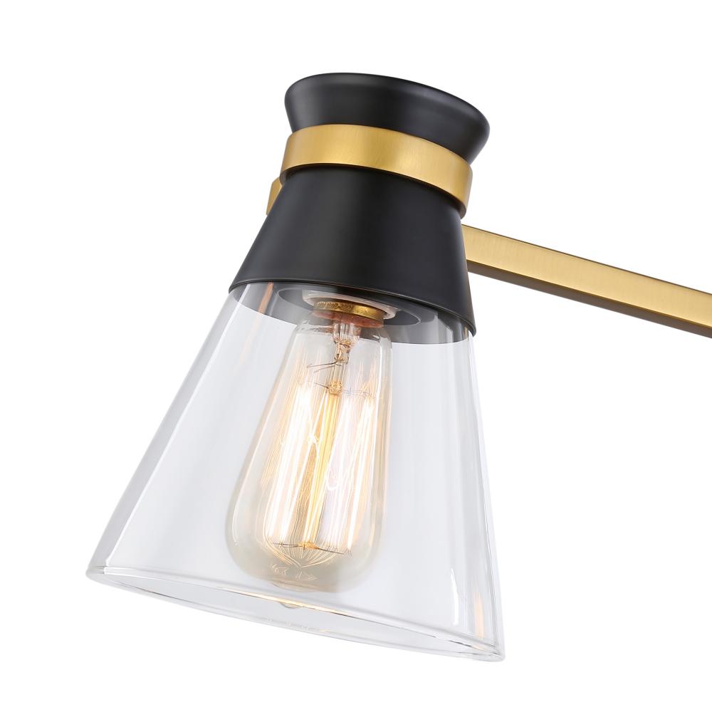 Kanata Collection 3-Light Vanity Light, Black & Brushed Brass