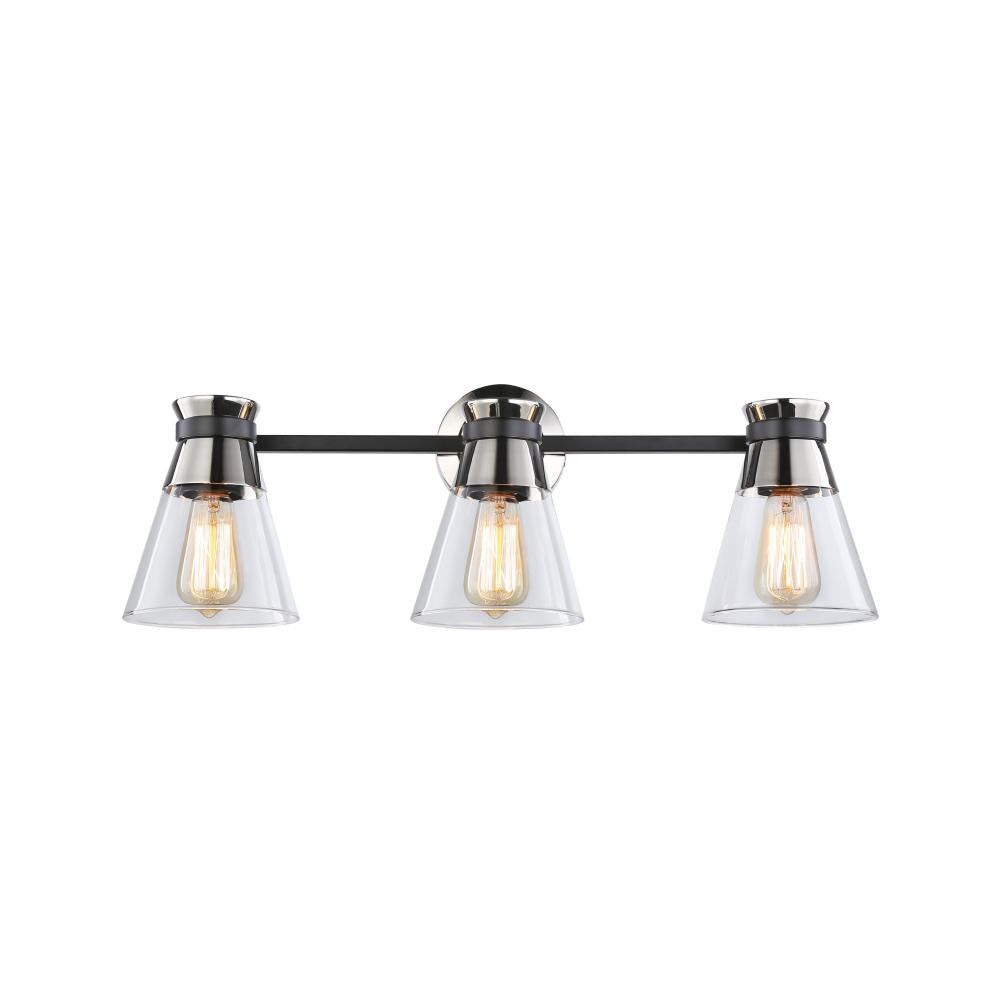 Kanata Collection 3-Light Vanity Light, Black & Brushed Nickel