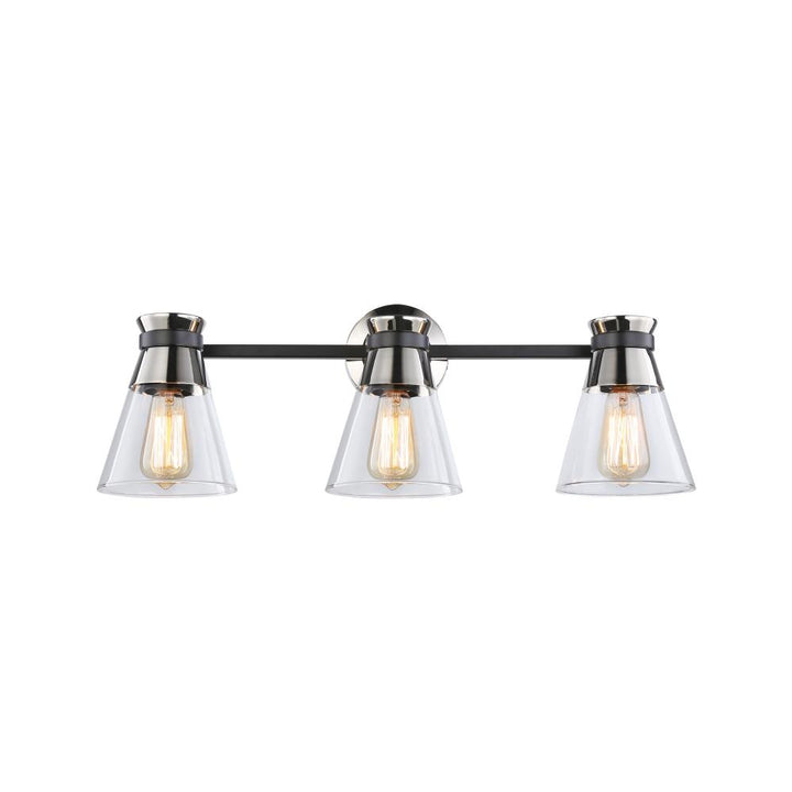 Kanata Collection 3-Light Vanity Light, Black & Brushed Nickel