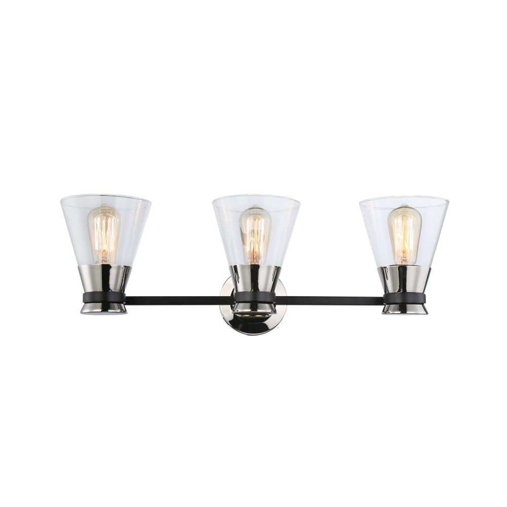 Kanata Collection 3-Light Vanity Light, Black & Brushed Nickel
