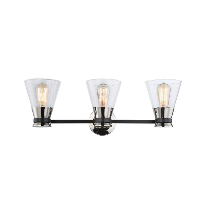 Kanata Collection 3-Light Vanity Light, Black & Brushed Nickel