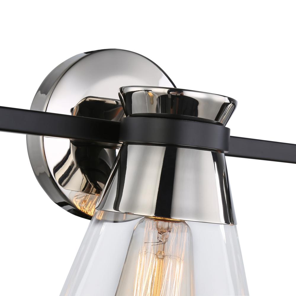 Kanata Collection 3-Light Vanity Light, Black & Brushed Nickel