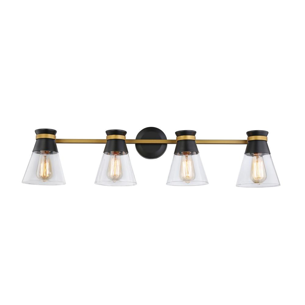 Kanata Collection 4-Light Vanity Light, Black & Brushed Brass