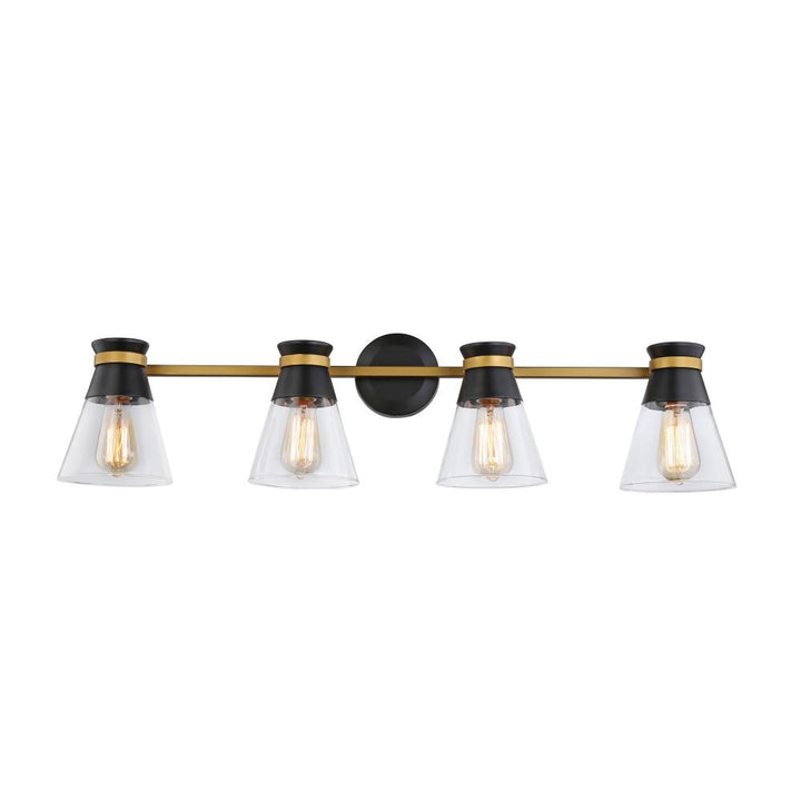 Kanata Collection 4-Light Vanity Light, Black & Brushed Brass
