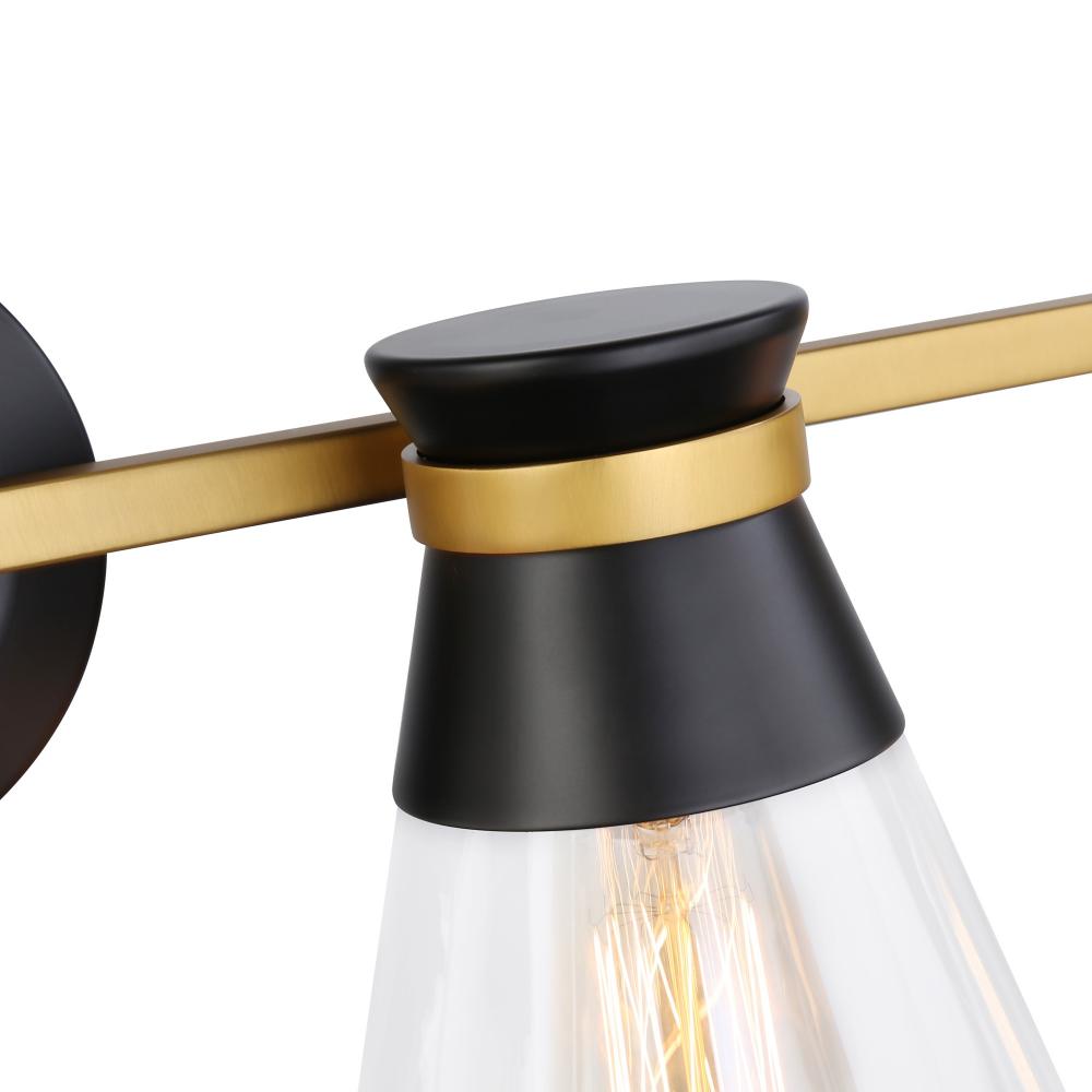 Kanata Collection 4-Light Vanity Light, Black & Brushed Brass