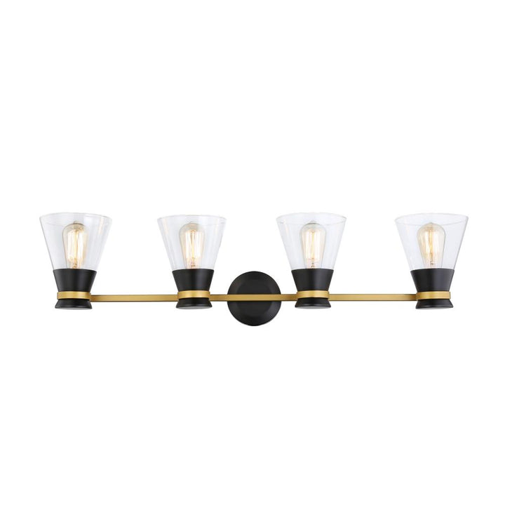 Kanata Collection 4-Light Vanity Light, Black & Brushed Brass