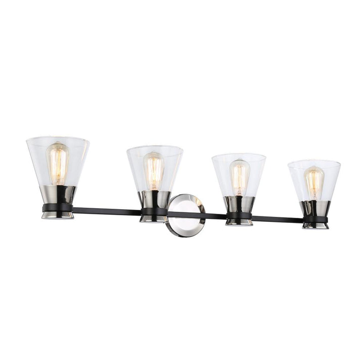 Kanata Collection 4-Light Vanity Light, Black & Brushed Nickel