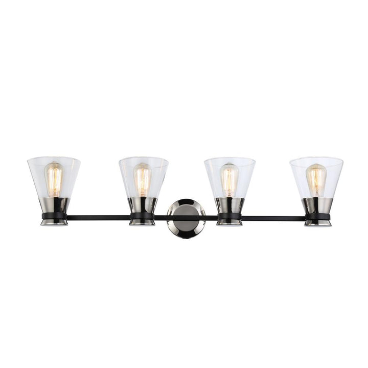 Kanata Collection 4-Light Vanity Light, Black & Brushed Nickel