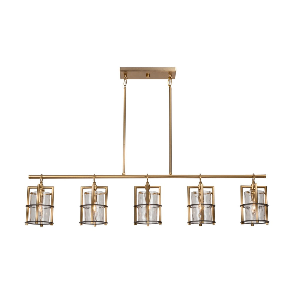 Burford Collection 5-Light Island/Pool Table Brass & Black