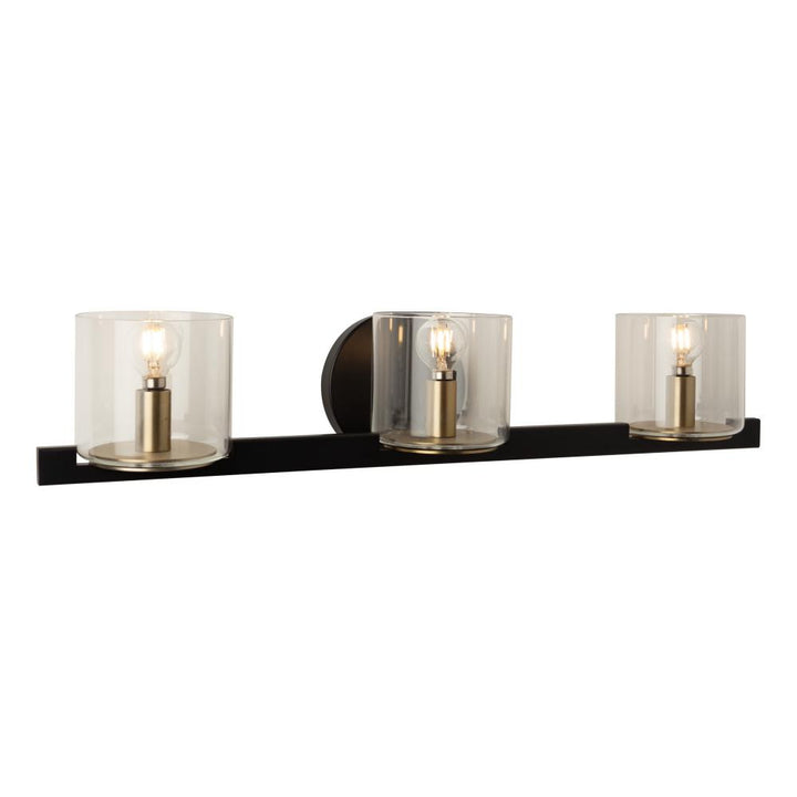 Salinas Collection 3-Light Vanity Light, Black and Brass