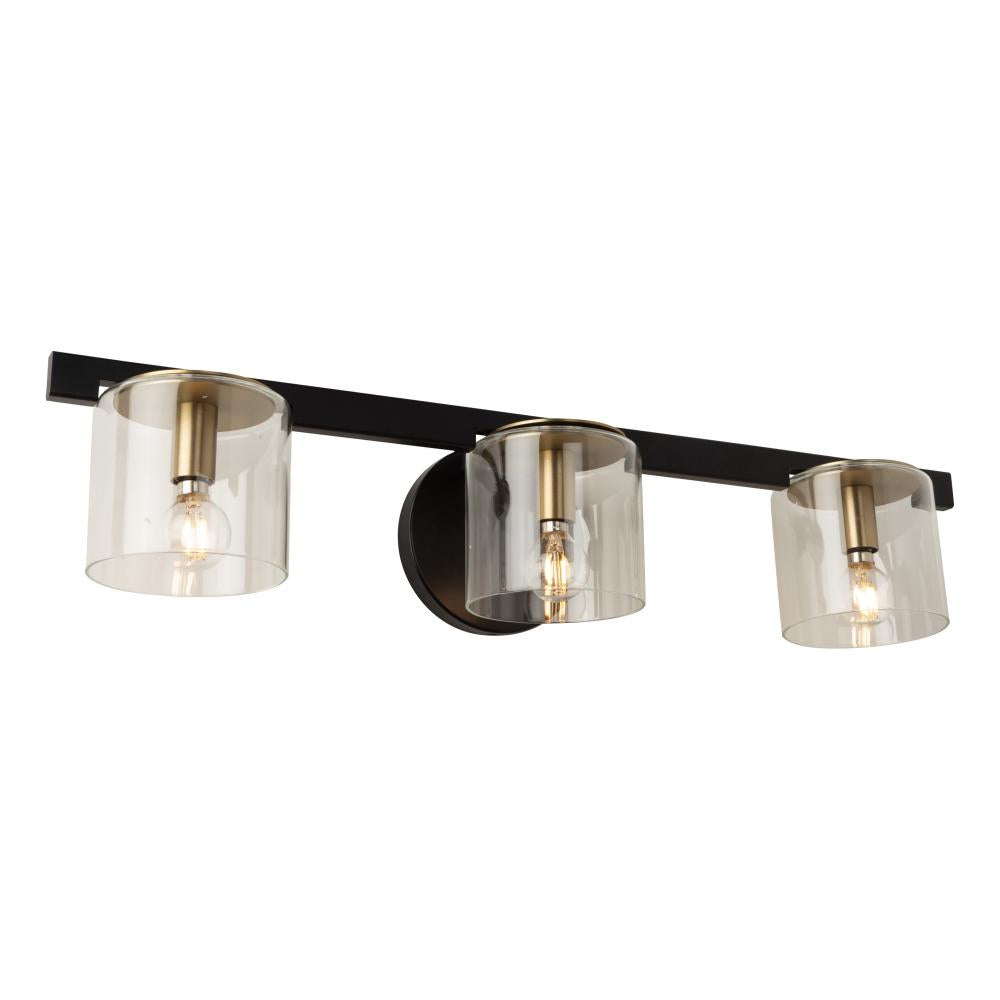 Salinas Collection 3-Light Vanity Light, Black and Brass