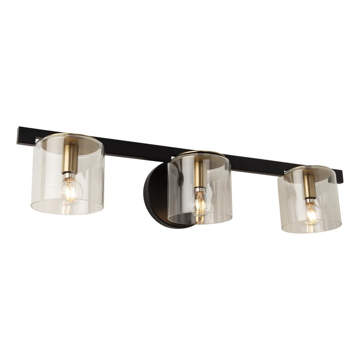 Salinas Collection 3-Light Vanity Light, Black and Brass