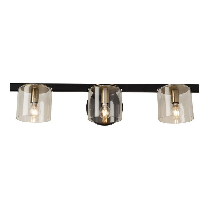 Salinas Collection 3-Light Vanity Light, Black and Brass