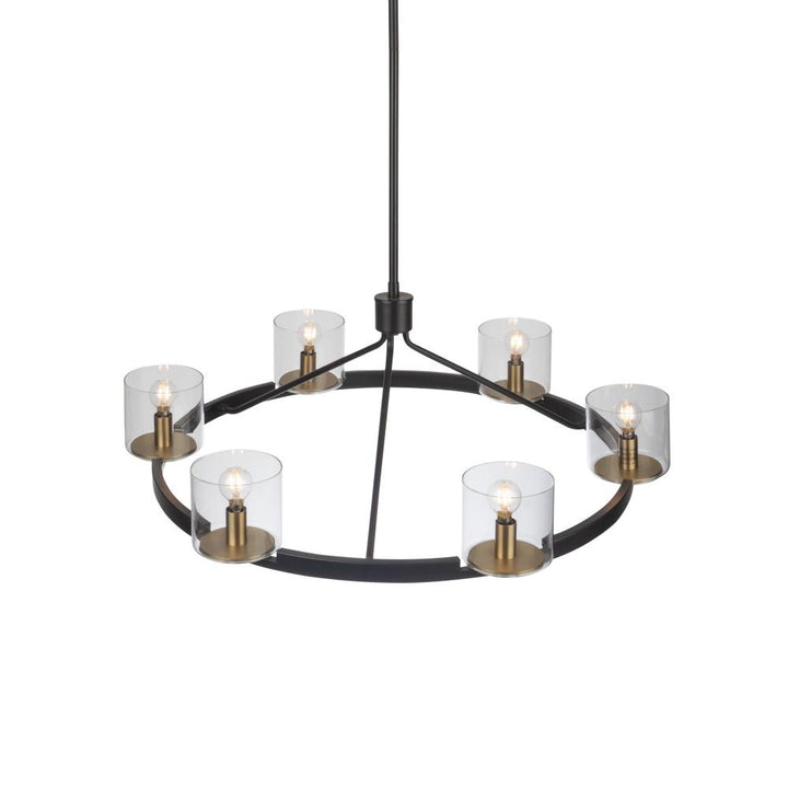Salinas Collection 6-Light Chandelier, Black and Brass