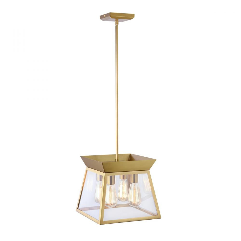 Lucian 4 Light Chandelier 12" Diameter Brushed Brass