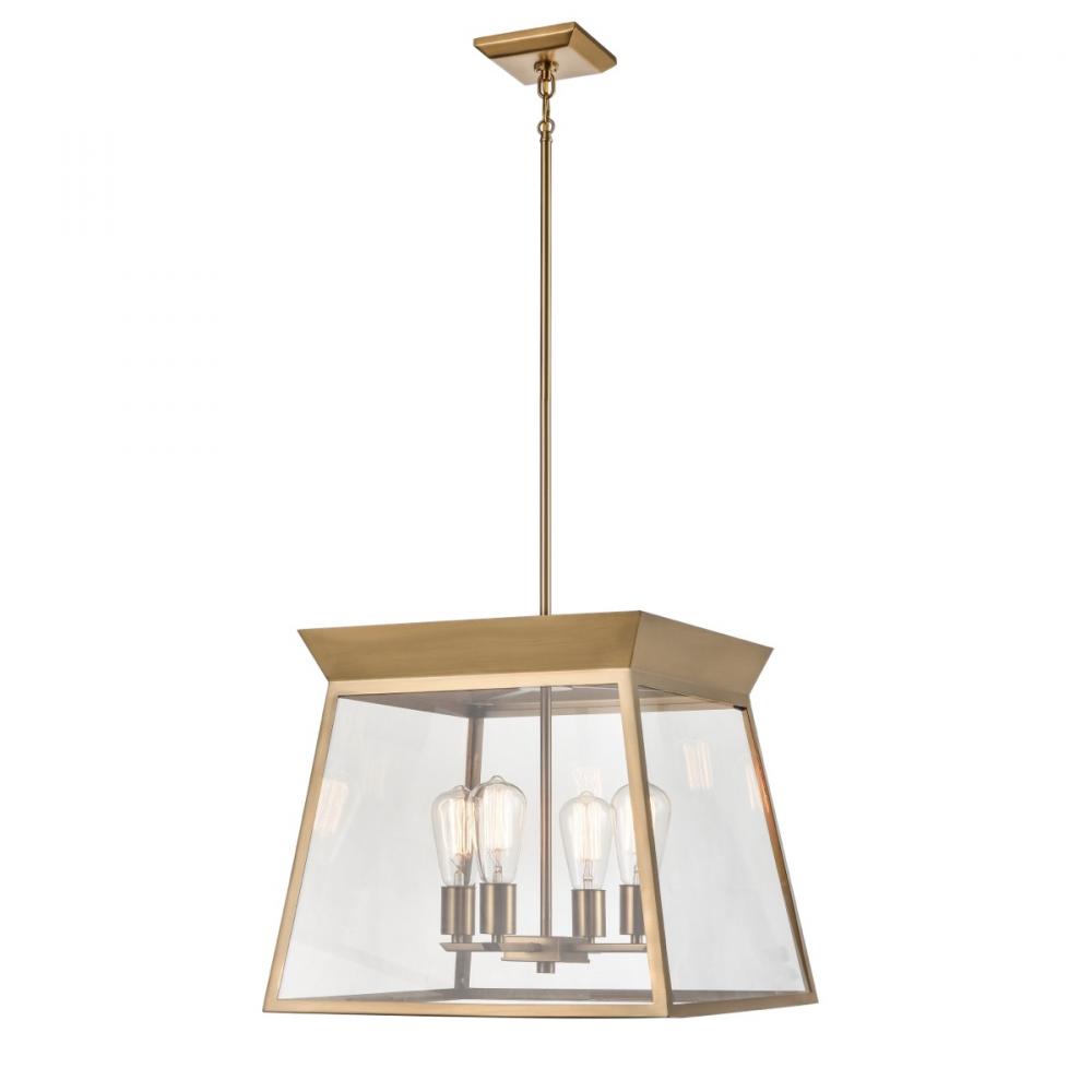 Lucian 4 Light Chandelier 18" Diameter Brushed Brass