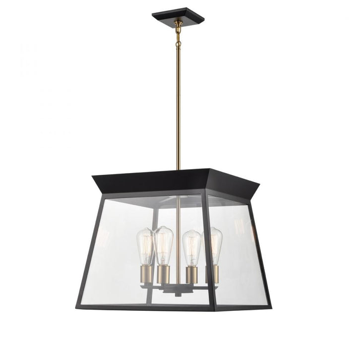 Lucian 4 Light Chandelier 18" Diameter Black and Brushed Brass
