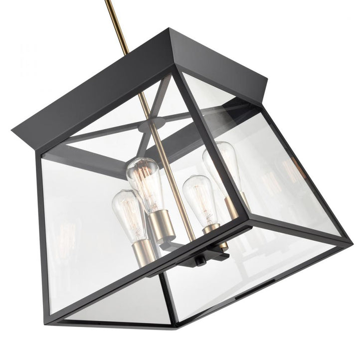 Lucian 4 Light Chandelier 18" Diameter Black and Brushed Brass