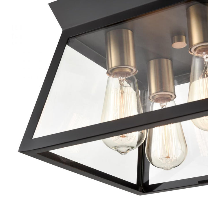 Lucian 4 Light Flushmount Black and Brushed Brass