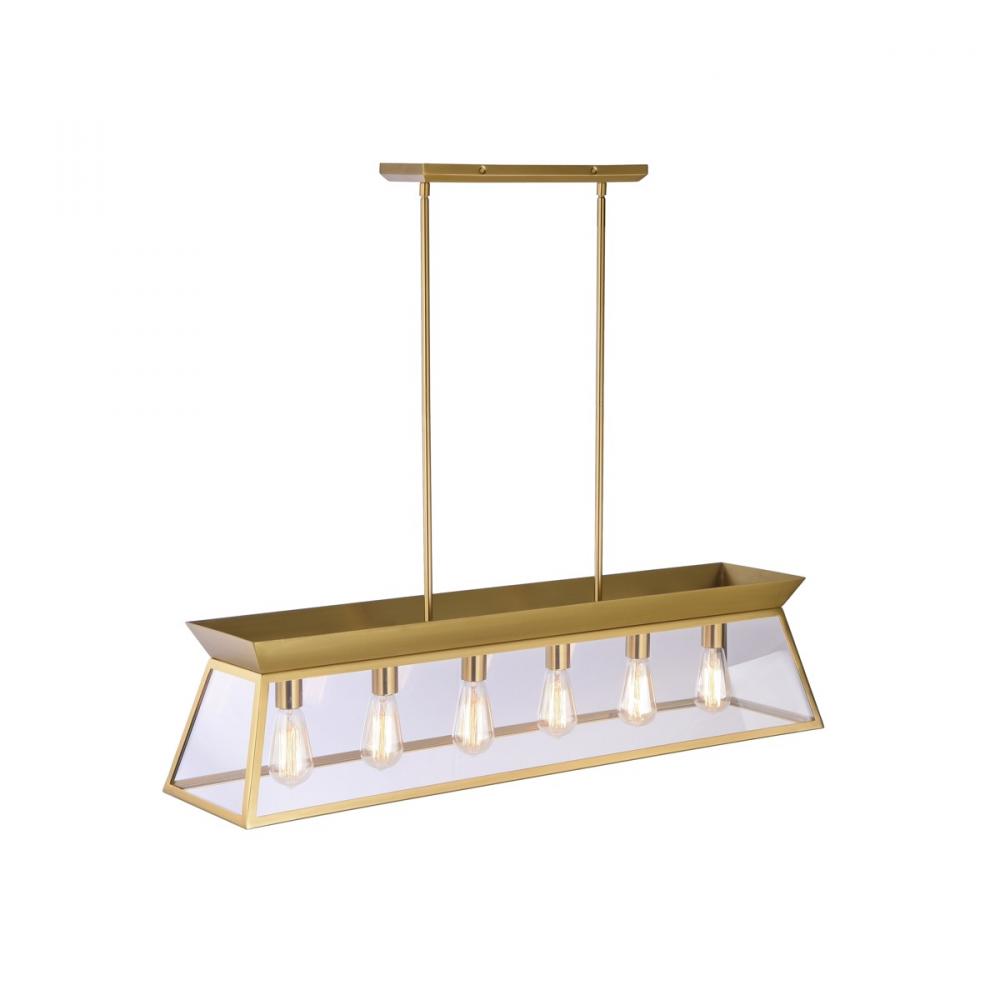 Lucian Linear Island Chandelier Brushed Brass