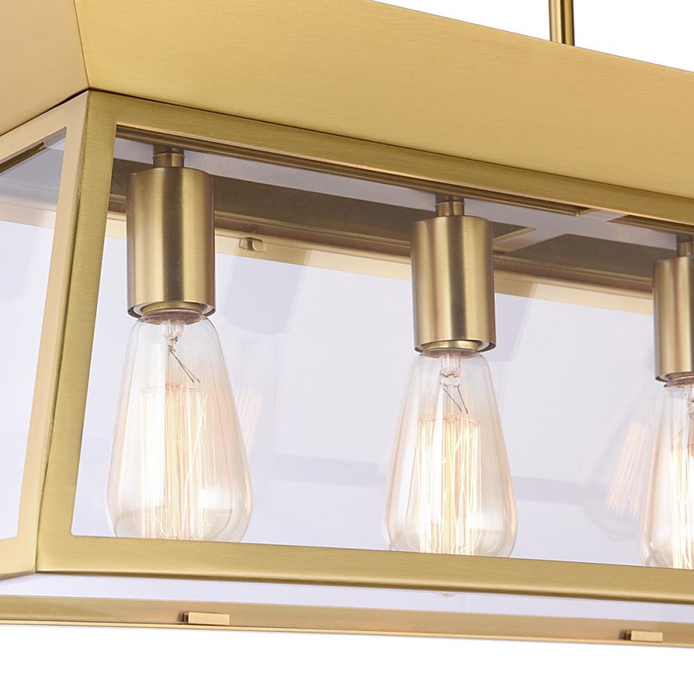Lucian Linear Island Chandelier Brushed Brass