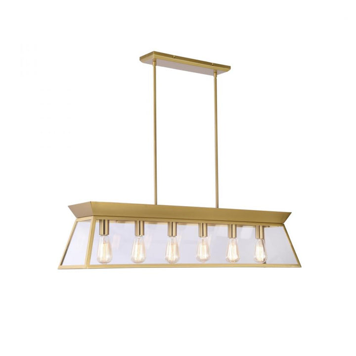Lucian Linear Island Chandelier Brushed Brass