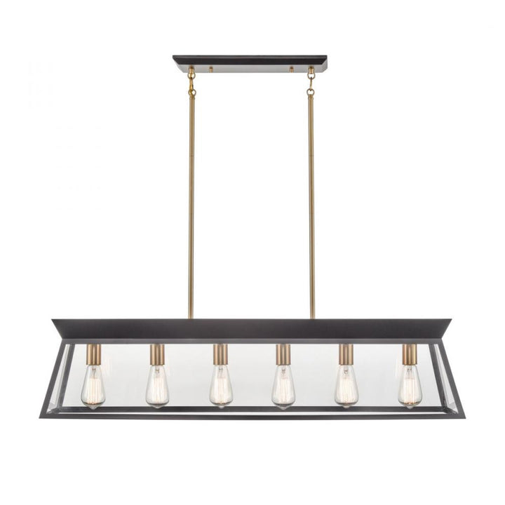 Lucian Linear Island Chandelier Black and Brushed Brass
