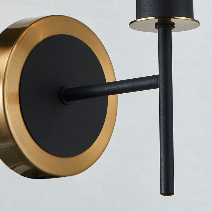 Gem Collection 1-Light Sconce with Amber Glass Black and Brushed Brass