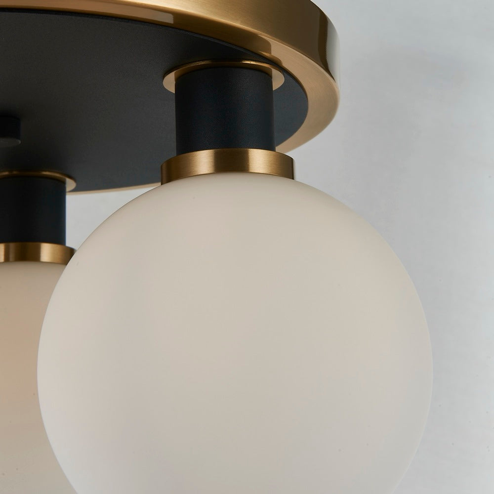 Gem Collection 3-Light Semi-Flush Mount Black and Brushed Brass
