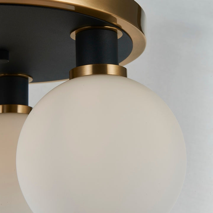 Gem Collection 3-Light Semi-Flush Mount Black and Brushed Brass