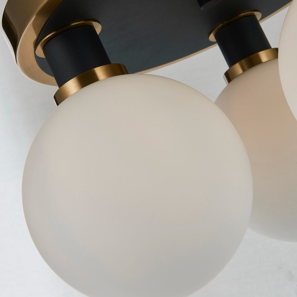 Gem Collection 3-Light Semi-Flush Mount Black and Brushed Brass