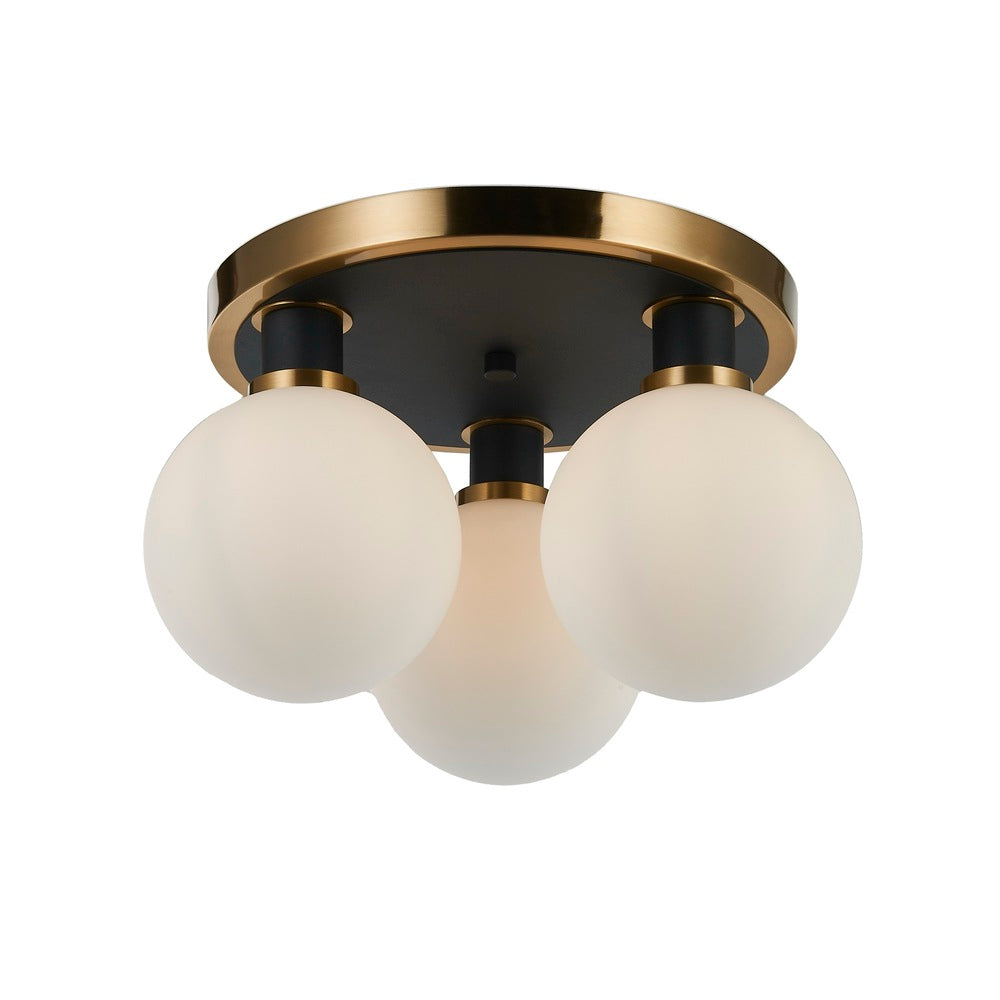 Gem Collection 3-Light Semi-Flush Mount Black and Brushed Brass
