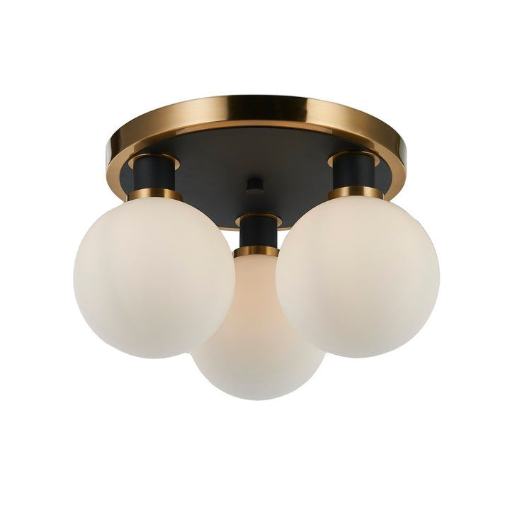 Gem Collection 3-Light Semi-Flush Mount Black and Brushed Brass