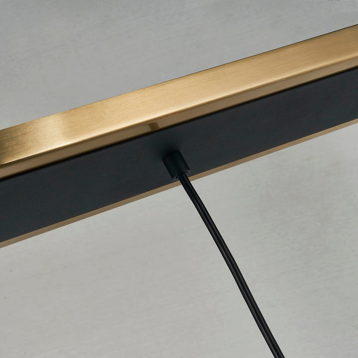 Gem Collection 4-Light Island/Pool Table with Amber Glass Black and Brushed Brass