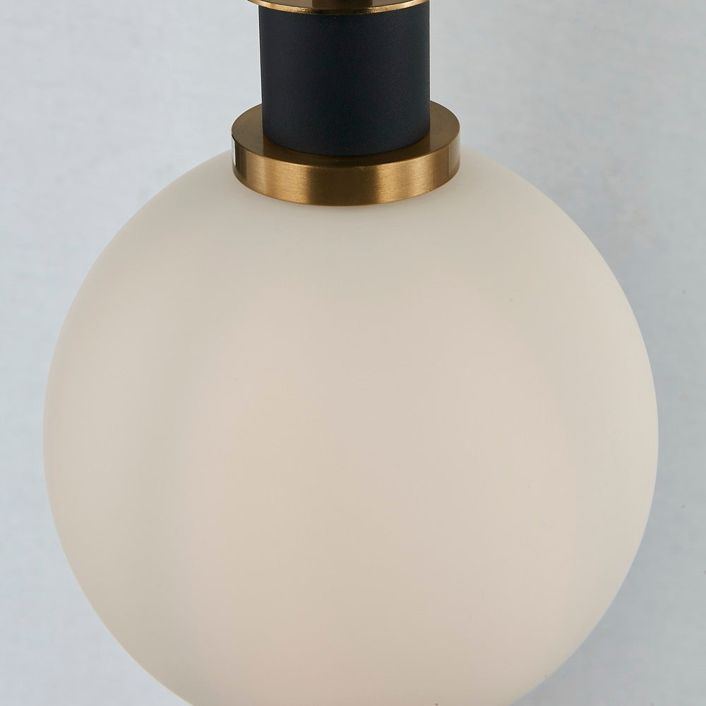 Gem Collection 4-Light Island/Pool Table with White Glass Black and Brushed Brass