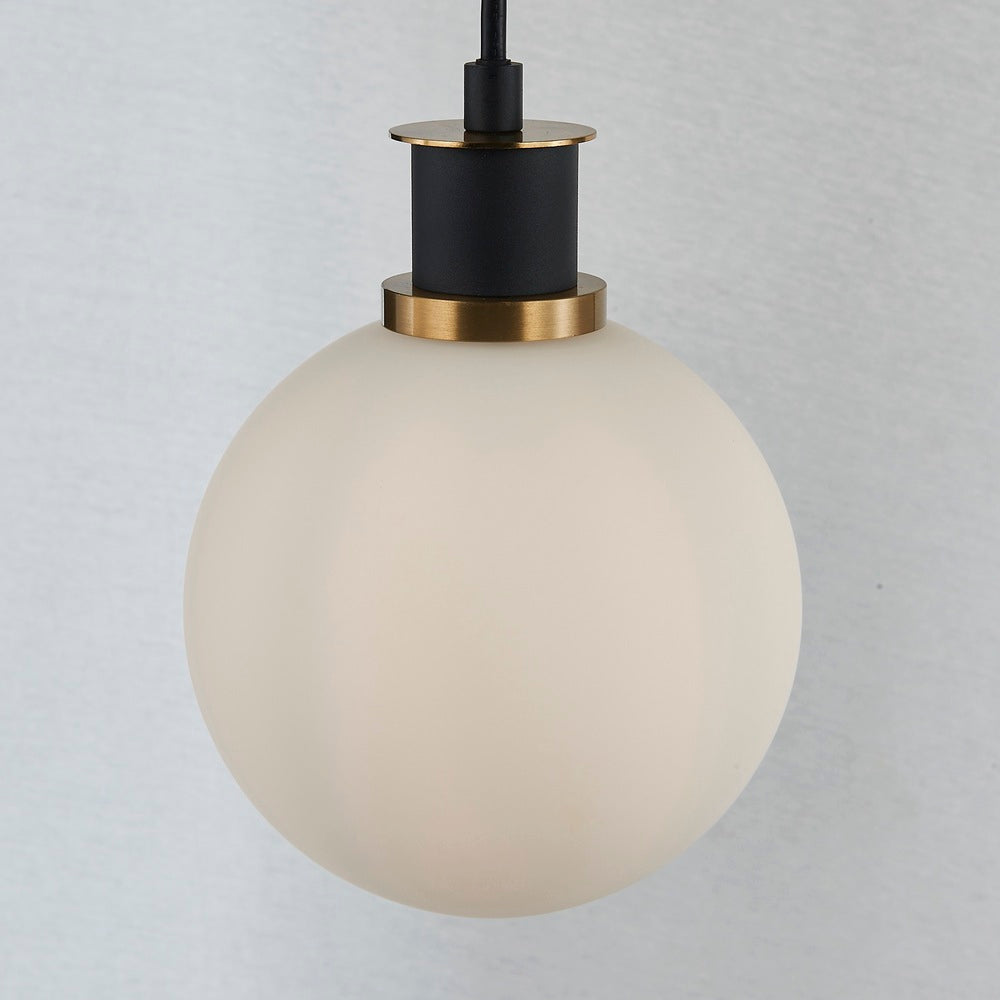 Gem Collection 4-Light Island/Pool Table with White Glass Black and Brushed Brass