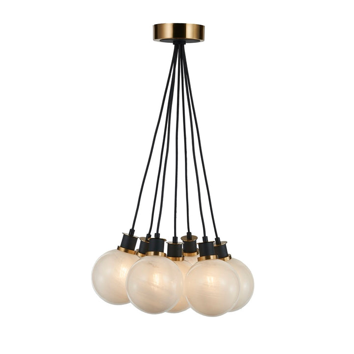 Gem Collection 7-Light Pendant Black and Brushed Brass